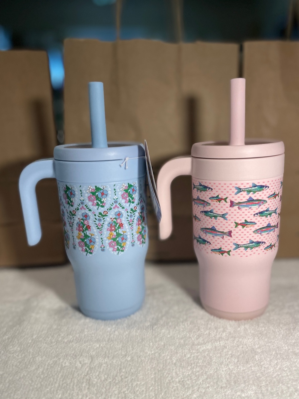 Lot of Vera Bradley x reduce chiller kids spill proof tumblers floral / fishies